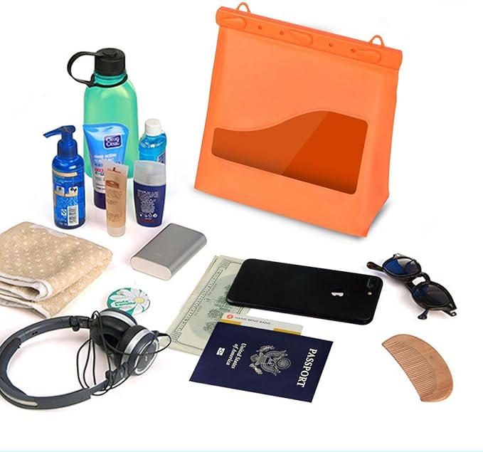 PINHEN Waterproof Pvc Swimming Bag with Shoulder Strap for Beach Travel Combo Bag Scuba Snorkeling Diving Riving Trekking Storage Pouch Large Capacity Lightweight Bag (Blue)