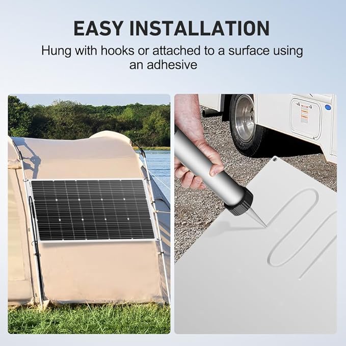 DOKIO 200W (2×100W) Flexible Solar Panels 18V Monocrystalline for 12V Battery Charging Semi-Flexible ETFE with MC4 Series/Parallel for RV Boat Camper Van Trailer Off-Grid Use