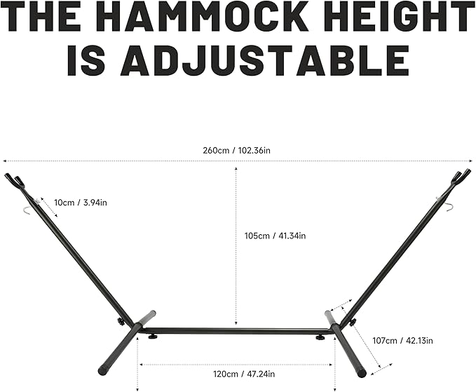 Hammock with Heavy-Duty Steel Stand for OutsideHammocks 450 Lb CapacityPortable Hammock2 People Standing HammocksSuitable for BeachBackyard Gardens Patio Bedroom100 * 40 * 38 Inch (Coffee)