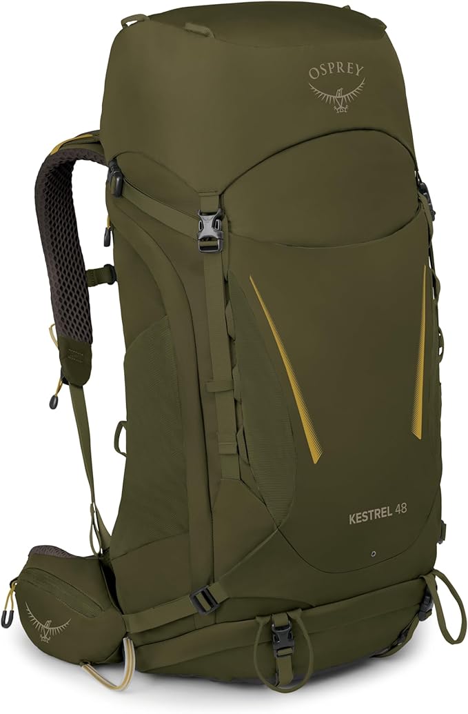Osprey Kestrel 48L Men's Backpacking Backpack - Hiking &amp Camping Bag with Waterproof Raincover Moss Green Large/X-Large