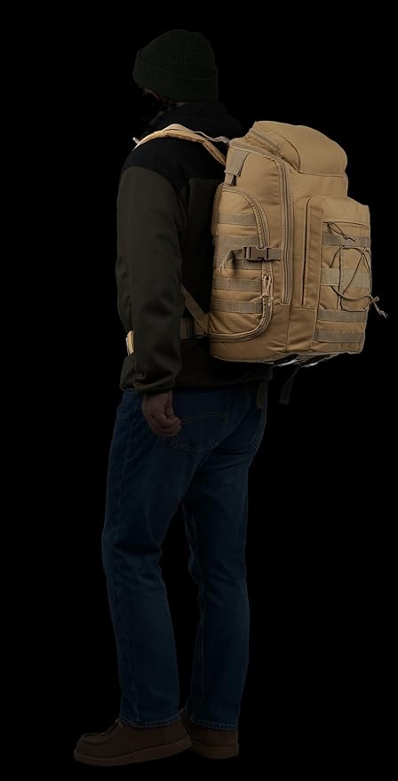 35L Tactical Backpack Military Rucksack MOLLE Quick-Access Flap EDC Pack for Hiking Camping Travel Work Bugout Emergency