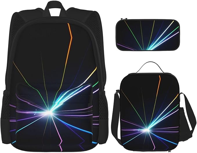 3pcs Backpack Sets Laser Light Printed Backpacks Set With Lunch Bag Pencil Pouch