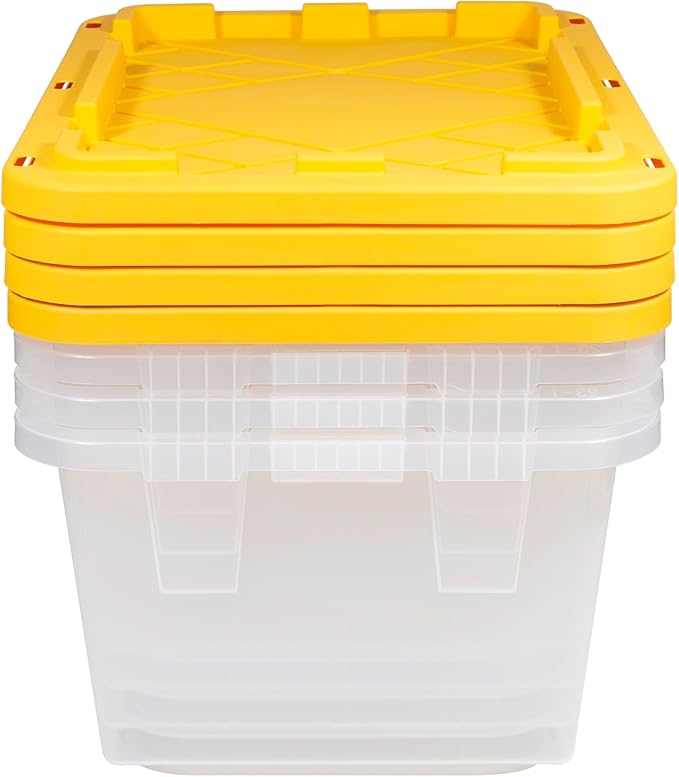 Office Depot® GreenMade® Professional Storage Totes 23 Gallon Clear/Yellow Pack Of 4 Totes