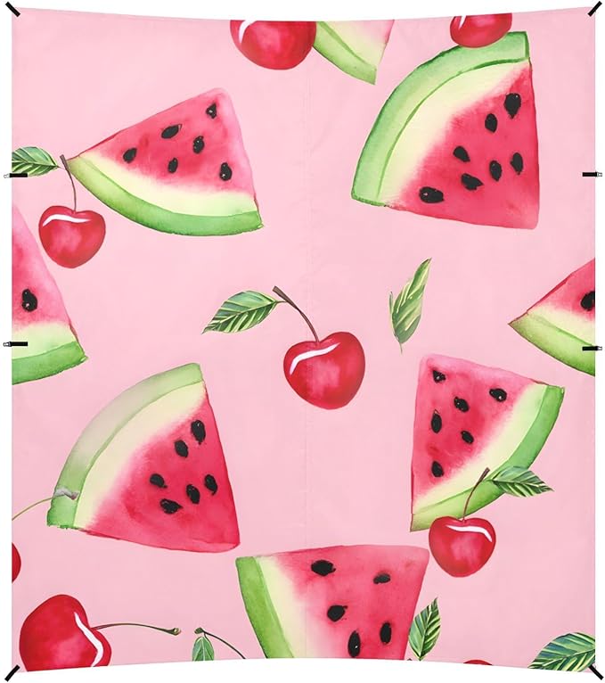 ALAZA Watermelon and Cherry Pattern Beach Tent Sun Shelter Portable Canopy Sunshade for Outdoor Camping Picnics Backyard Fun 10x9 ft