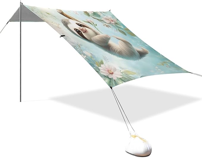 ALAZA Beautiful Sloth Beach Tent Sun Shelter Portable Canopy Sunshade for Outdoor Camping Picnics Backyard Fun 10x9 ft