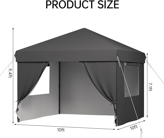 Pop Up Canopy Tent 10x10 Gazebo with 4 Removable Sidewalls Heavy Duty Outdoor Canopy for Patio Waterproof Instant Shelter for Parties &amp Camping Blue