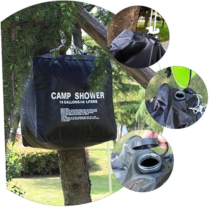 Toyvian 1Set Solar Shower Bag Portable Solar Heated Camping Shower Bag with Nozzle and Straps for Hiking Fishing Barbecues and Picnics Durable Construction