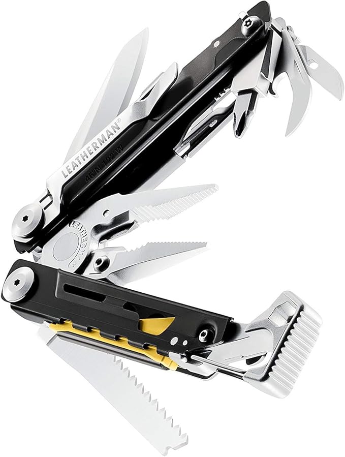 Leatherman Signal Multi-Tool - 19 Tools for Camping &amp Survival Silver with Nylon Holster