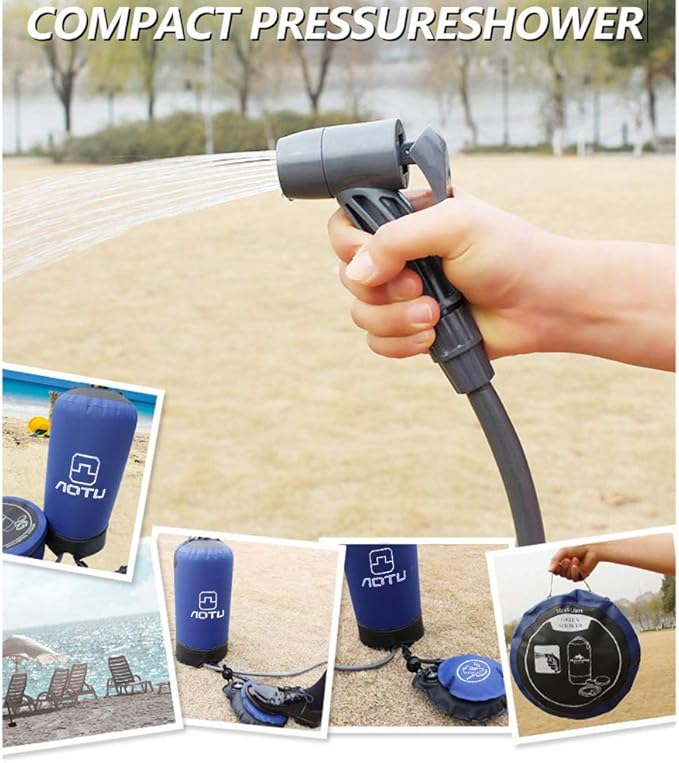 Foot Pump with 11L pvc Pressure Shower Lightweight Outdoor Inflatable Shower Pressure Shower Water Bag for Outdoor Beach Camping Hiking Bathing