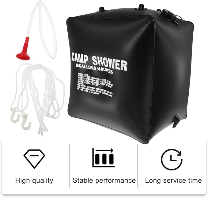 Solar Shower Bag 40l Portable Camping Pouch Solar Water Heating Bag for Outdoor Hiking Beach Travel