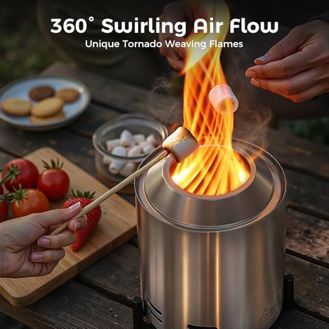 BALI OUTDOORS 6.5 inch Tabletop Fire Pit Round Stainless Steel Table Top Firepit Small Outdoor Smokeless Firepit Portable Silvery