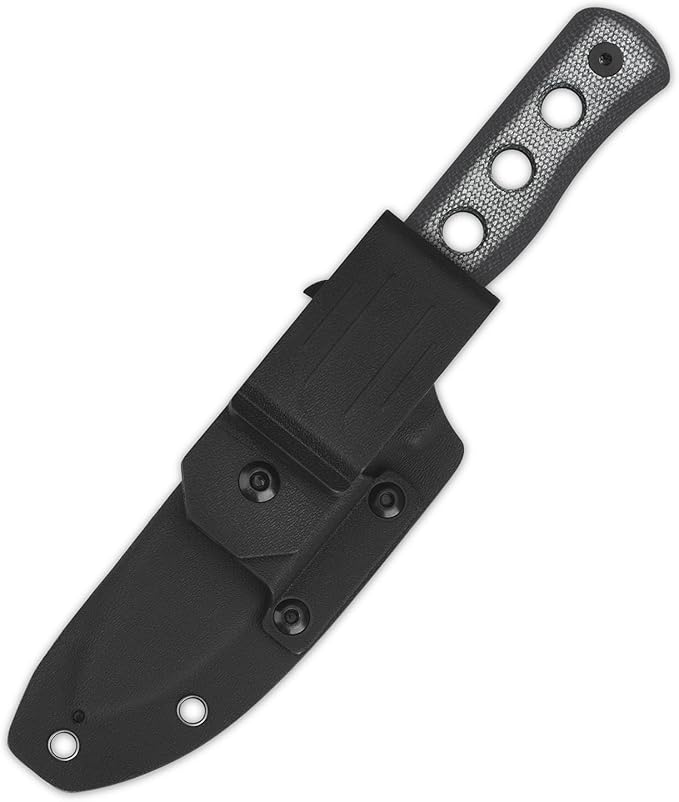 QSP Canary Fixed Blade Knife 4.25 DC53 Black Stonewash Blade Hunting Knives with Kydex Sheath Black Micarta Handle EDC Knife for Camping Outdoor Hiking Survival