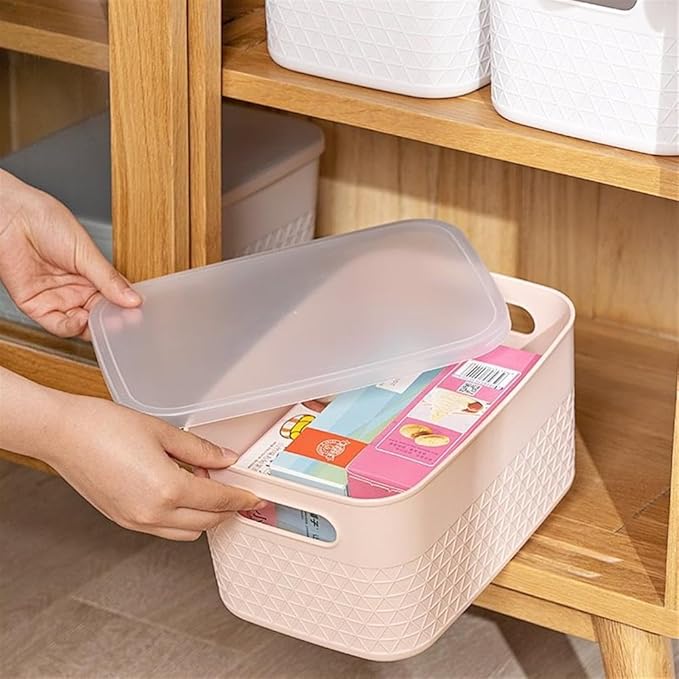 HANAMYA Lidded Storage Bin Organizer | Storage Organizing Container 4 Liter Set of 6 Mint