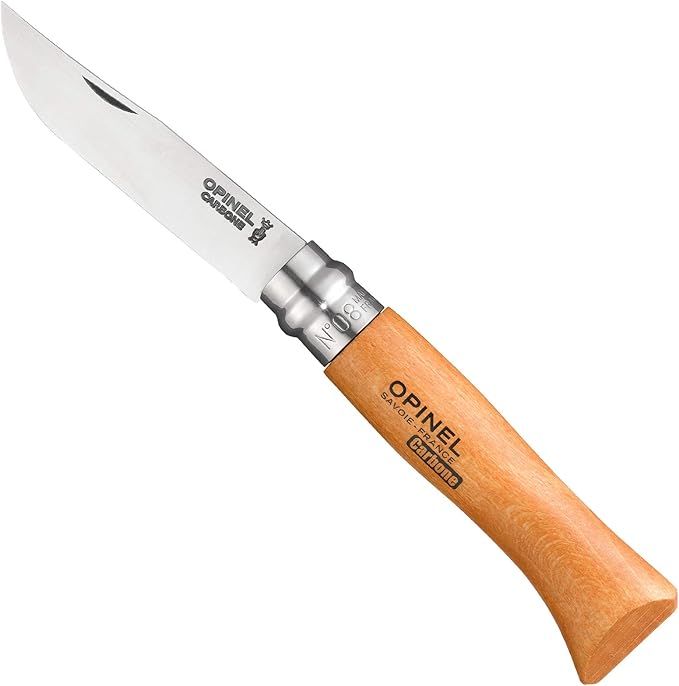 Opinel Carbon No. 8 Folding Pocket Knife with Sheath Wooden Slide Gift Box
