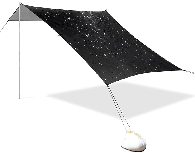 Galaxy Black Beach Tent Sun Shelter Set UPF50+ UV Protection 10.5 x 9.19 FT Camping Shade Canopy with Sandbags Sand Anchors Carrying Bag and Others