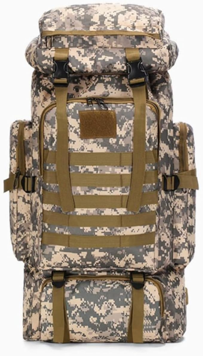 80L Camping Hiking BackpackMolle Military Tactical Rucksack BackpackWaterproof Lightweight Hiking Backpack for Outdoor (City Camo 80L)