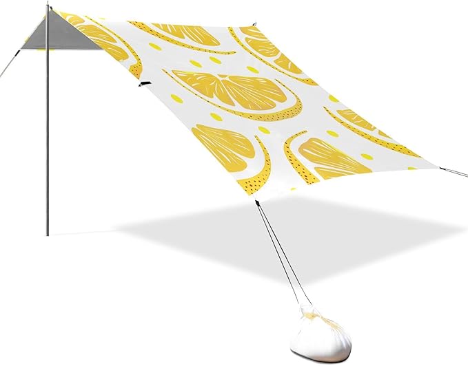 ALAZA with Lemon and Polkadot Beach Tent Sun Shelter Portable Canopy Sunshade for Outdoor Camping Picnics Backyard Fun 10x9 ft