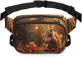 Cute Squirrel Leaves Waterproof Fanny Pack for Women Men Adjustable Waist Bag with Double Zipper Pockets Lightweight Square Hip Pack for Running Travel Hiking Workout Cycling