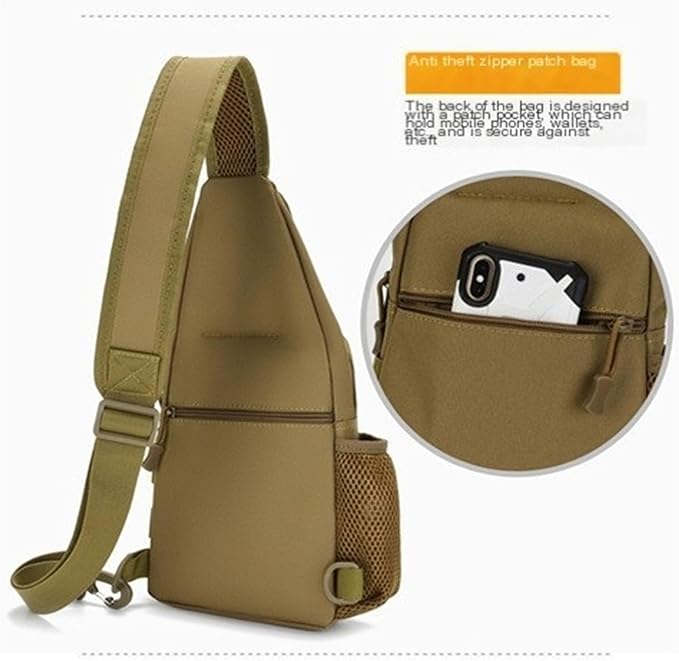 Tactical Chest Pack Modular Strap System Camouflage Sling Bag for Outdoor(Camel-green)
