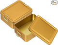 uxcell 2Pcs Metal Tinplate Box with Lids 5.7x4.3x2.2 Empty Rectangular Tin Box Container with Clasp for Home Office Travel Organizer Gifts Cookies Pencil Case Craft Gold