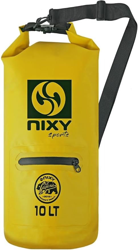 NIXY Waterproof Dry Bag 10L Roll Top - Lightweight and Durable for Paddleboarding Kayaking Hiking Camping Boating Beach Swimming Sailing and More - Yellow 10L