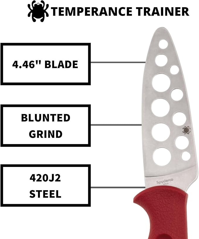 Spyderco Temperance Trainer Fixed Blade Knife with 4.4 420J2 Steel Blade and FRN Handle - EDC Knife for Men and Women Perfect for Hunting Tactical Camping Survival Hiking - PlainEdge - FB05TRD