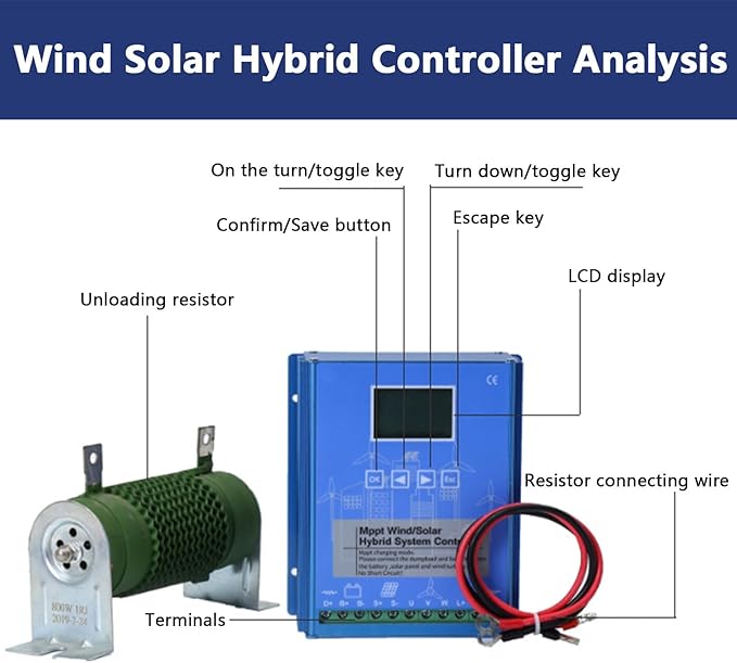 Wind Solar Hybrid Charge Controller 12000W Wind Solar Turbine Generator Controller with Dump Load 12V/24V/48V Automatic Controller for Home Boat Street Light12V