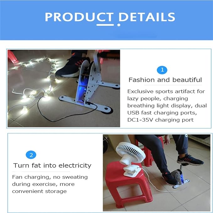 Hand Crank Generators 50W/100W Foot Pedal Power Generator Pedal Power Generator with USB Interface/DC1-35V Output Easy to Carry Bicycle Generator Charger50W