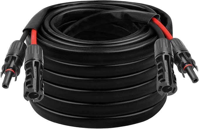 8AWG Solar Cable - 50FT Solar Panel Extension Cord 8 Gauge PV Wire with Flame Retardant Protective Sleeving Female &amp Male Waterproof Connector for RV Photovoltaic Systems Solar Panels (50 Feet)