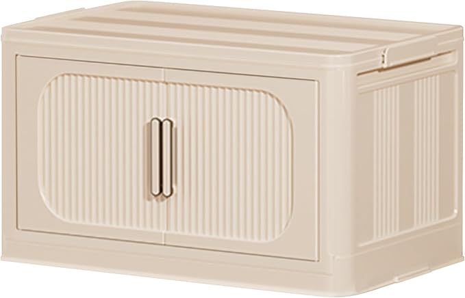 Stackable Storage Bins with Lids Plastic Closet Cabinet Organizers Storage for Bedroom Collapsible Modular Bins for Shelves Organizer for Dorm Room Home Office (Yellow 1 Layer: 17.5“ D x 9.7 W)