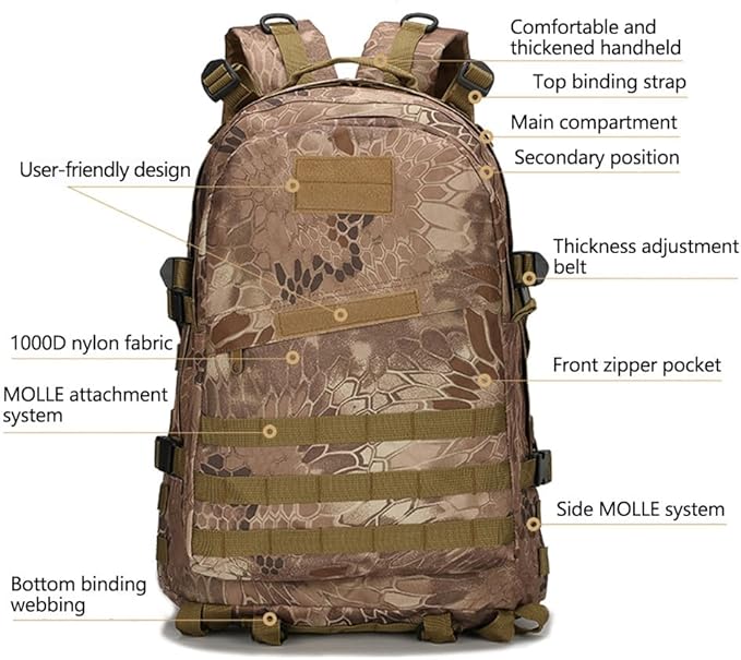 36-55L Military MOLLE Backpack for Men and Women Rucksack Tactical Assault Pack Bag for Hunting Camping Trekking (Jungle Digital)