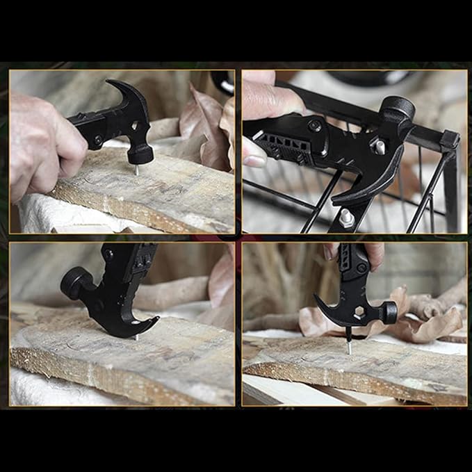 13 in 1 Camping Multitools Hammer Claw Hammer Tools with Foldable Hammer Plier Screwdriver Knife Bottle Opener Multitool Camping Gear for Outdoor Hunting Survival Emergency