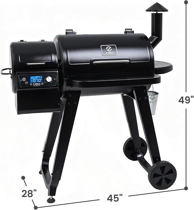 Z GRILLS 2026 Wood Pellet Grill &amp Smoker with PID V3.0 Controller 459 Sq in Cook Area Meat Probe Foldable Shelf&ampSide Shelf 8 in 1 BBQ Grill Outdoor Auto Temperature Control Black 450A