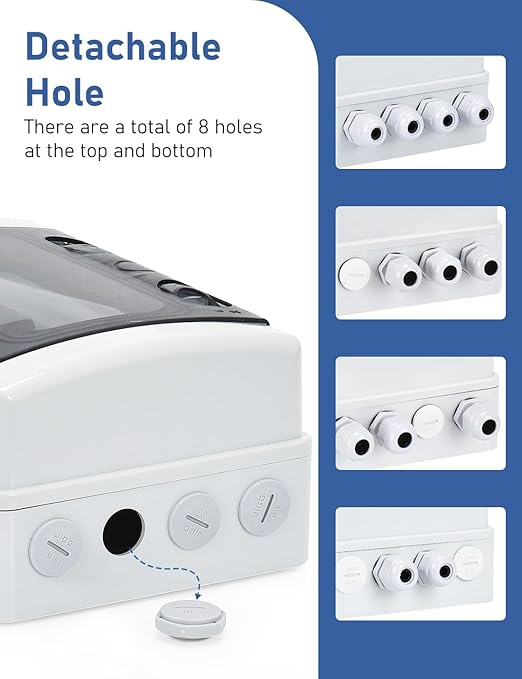 DIHOOL DC AC Disconnect Box Outdoor 30 Amp Breaker Box Miniature Circuit Breaker with DIN Rail Box 400V