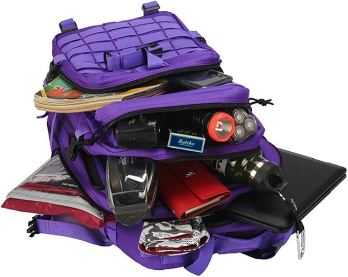 45L Military Tactical Backpack for Men &amp Women Bug Out Bag Assault pack Molle Daypack Hiking Trekking Rucksack(45L purple)