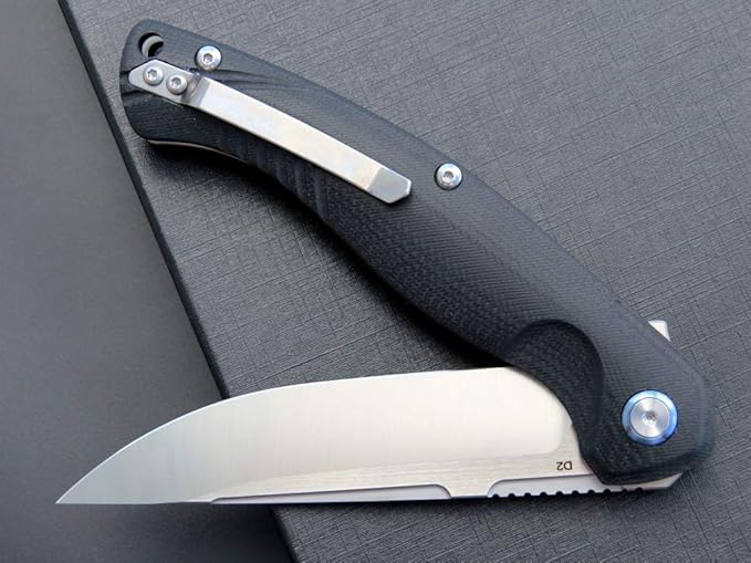Eafengrow EF953 Pocket Folding Knife G10 Handle D2 BladeEDC Tool Knife for Outdoor Camping Hiking (Black)
