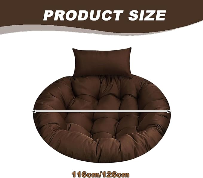 Egg Chair Cushion Hanging Basket Chair Pads Wicker Rattan Hanging Seat Cushions with headrest Pillow Washable for Indoor OutdoorA7126cm
