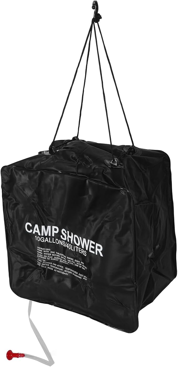 Kichvoe 40l Solar Heating Camping Shower Bag with Spray Head Portable Outdoor Shower Water Bag for Hiking Travel and Camping
