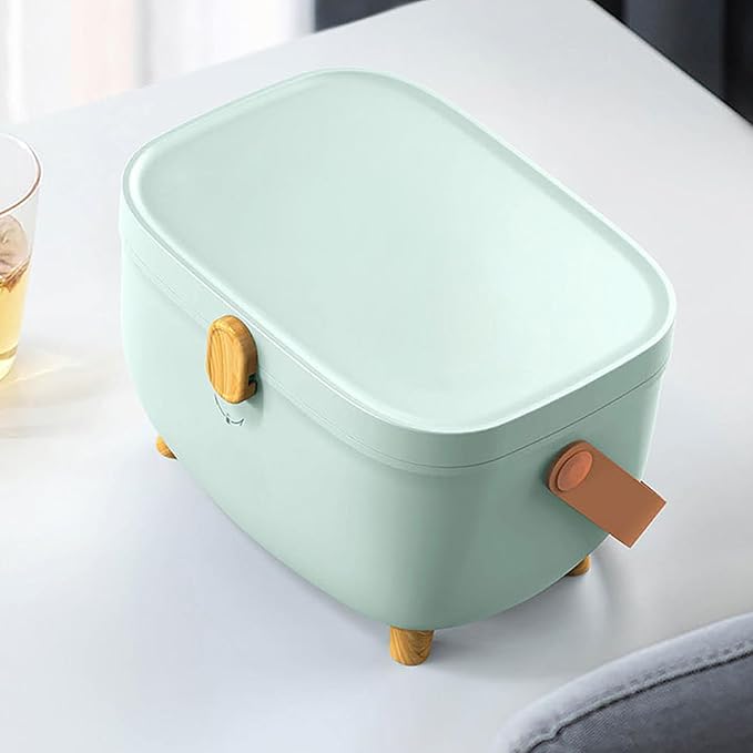Oval Storage Box Household Double Layer Large Capacity Multicompartment Organizer Box for Home Dorm (Light Green)