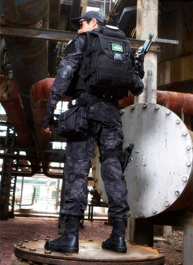 40L Tactical Military Molle Backpack Water&ampAbrasion Resistant Outdoor Hunting Trekking Bag (Black scorpion Camouflage)