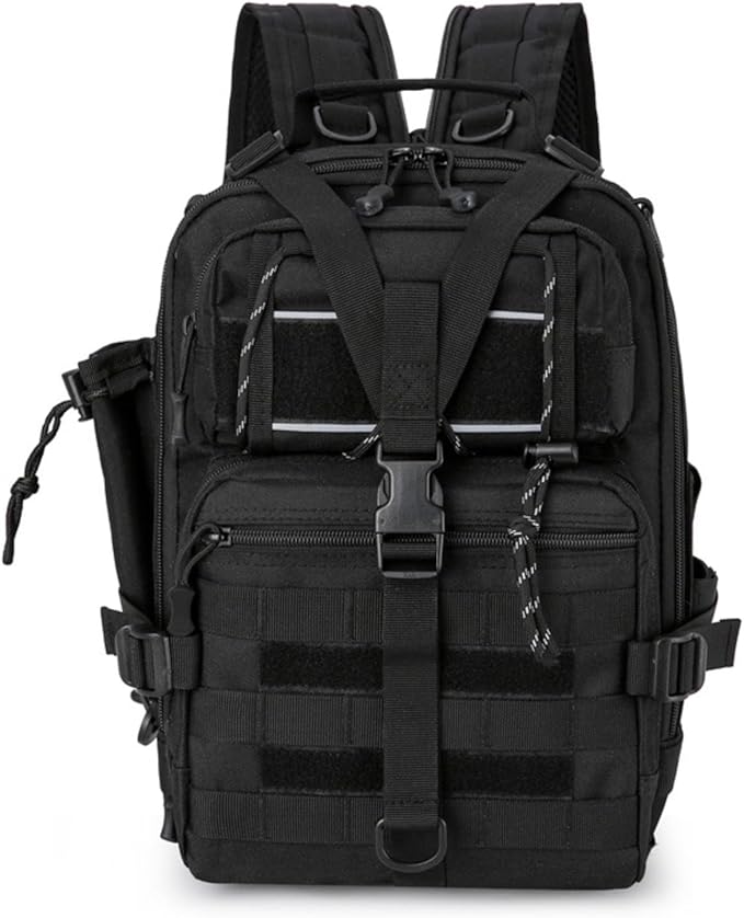 Versatile Tactical Travel Camping Backpack Outdoor Casual Lightweight Shoulders Bag Men Large Capacity Sports Chest Pack(Black)