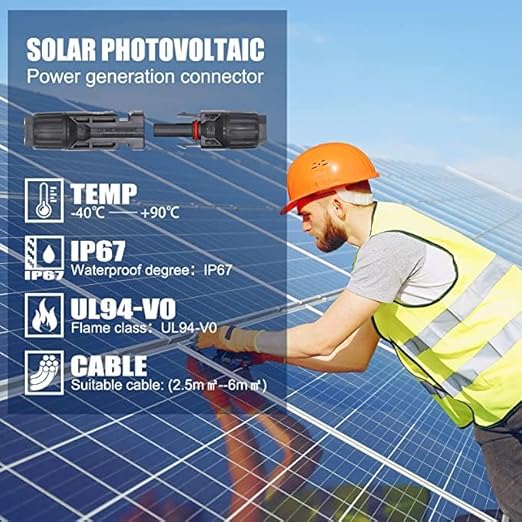 Solar Panel Crimping ToolCrimping Tool Kit with 10PCS Connectors and 2PCS Spanner Wrench and 2PCS Y Solar Connectors and Solar Wire Crimping Tool for PV Cable
