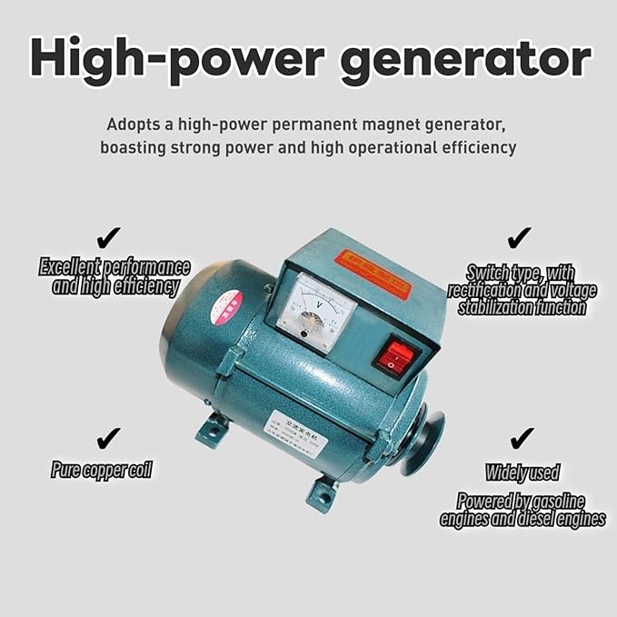 3500W 220V Permanent Magnet Generator Brushless Belt-Driven Lighting Generator With Pure Copper Coil For Gasoline Or Diesel Engine Home Backup Use