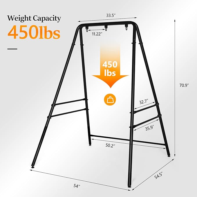 ONCLOUD Outdoor Hanging Chair Stand Heavy-Duty 450 LBS Support Outdoor Hammock Chair Stand for Patio Garden and Backyard Black