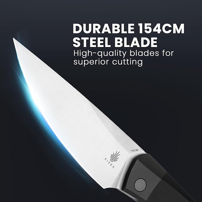 Kizer Momo Pocket Folding Knife 4.19 154CM Blade Camping Folding Knife Aluminum Handle EDC Knives for Women Men Gift V4663C1