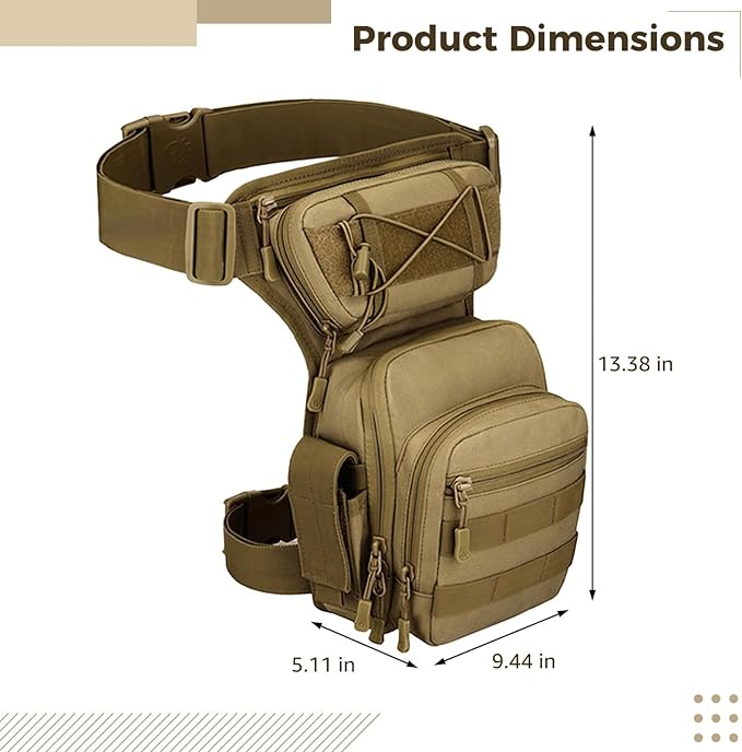 Outdoor Drop Leg Bag with Adjustable Thigh Pouch Waterproof Polyester Fanny Pack for Fishing Hiking Camping Quick Release Buckles Included