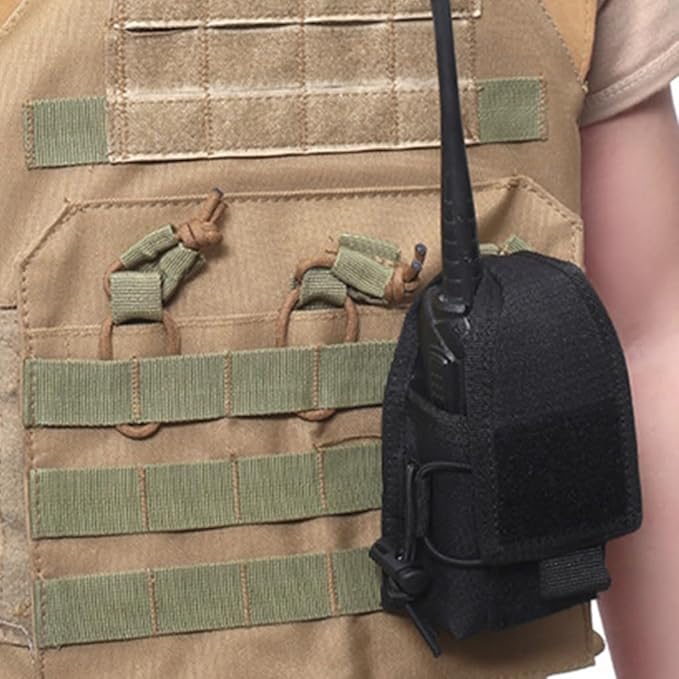 Versatile Pouch Case Holder for GPS Phone Universal Radio Pouch Adjustable Molle Magazine Bag with Elastic Cord Small Nylon Belt Pack for Walkie Talkies Radio