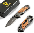 BlacKnife Pocket Knife For Men Folding Pocket Knife with Wooden Handle and Clip – Ideal Knife for Camping Hunting DIY (Happy Anniversary)