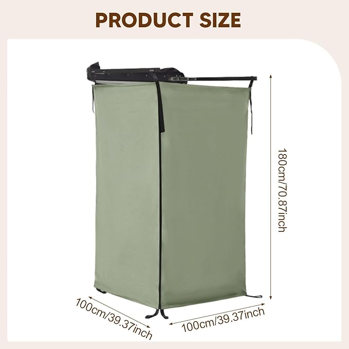 Vehicle Side Shower Tent Privacy Shelter Outdoor Changing Room Dressing Restroom for Camping Beach Van 39.37x39.37x70.87inch- Dark Green