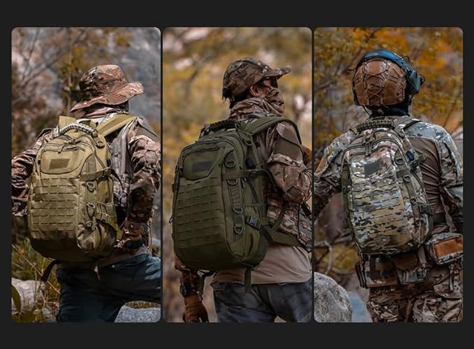 Heavy duty zipper military backpack Outdoor Tactical BackpackNylon canvas Knapsackhiking camping travel Backpack 3-day backpackwater resistant (army green)